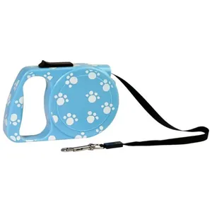 Coleira Guia Retrátil Para Cão Savana Patinhas Azul 19x16x14cm (MP)