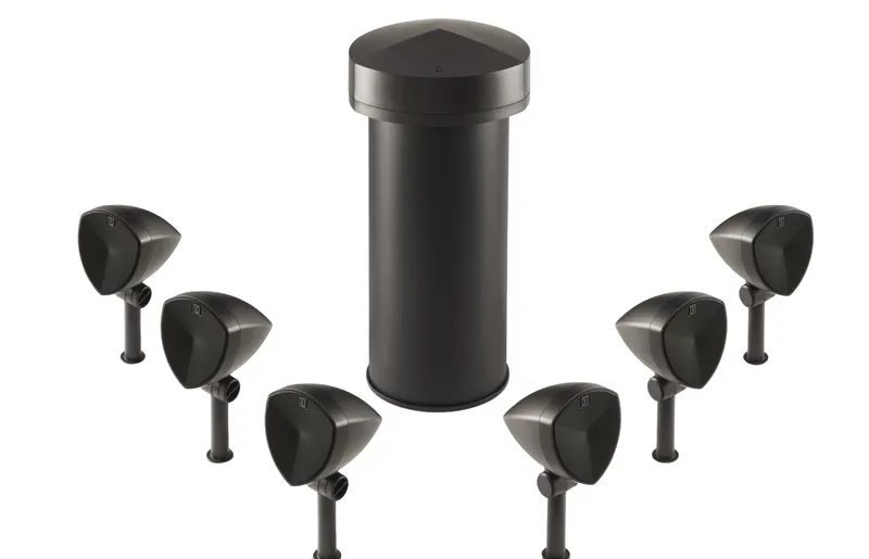 Sistema de Alto-Falantes Externos Definitive Technology LS-6.1 com 6 Caixas Paisagísticas LS-400 e Subwoofer Enterrado LS-80 - Som Ambiente Premium para Áreas Externas