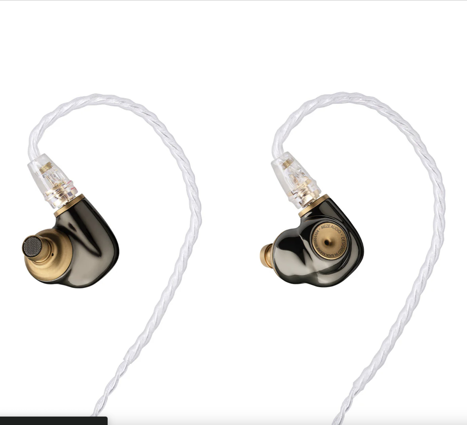 Fones de ouvido Meze Audio ADVAR intra-auriculares com fio cromados e chassi de aço inoxidável