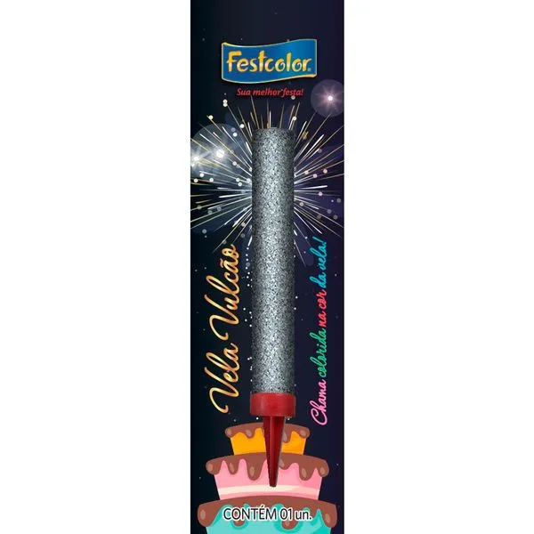 Vela Vulcão Festcolor Prata (MP)