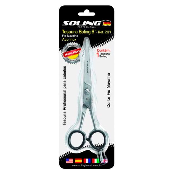 Tesoura Profissional Para Cabelos Soling Fio Navalha 6