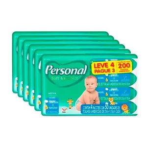 Kit 6 Toalha Umedecida Personal Soft e Protect Leve 4 Pague 3 - 1200 Unidades