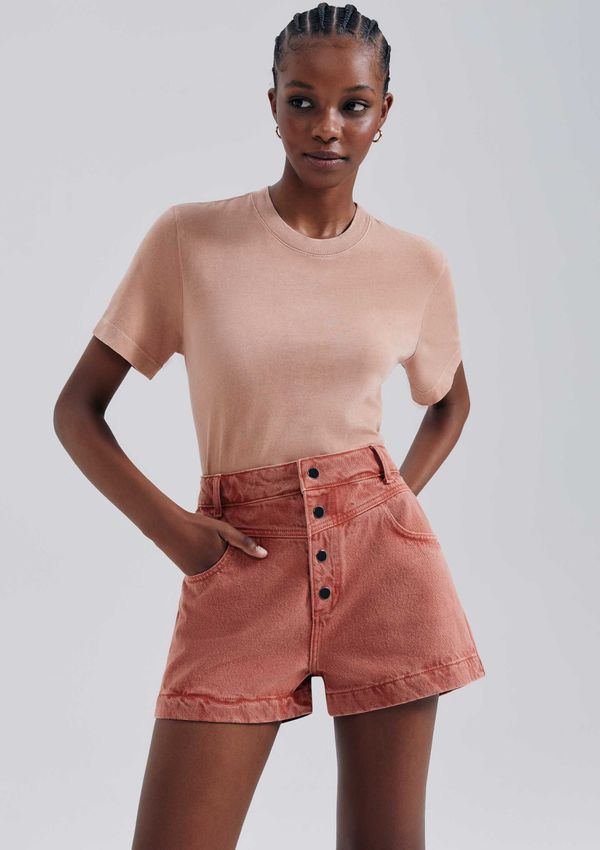 Shorts De Sarja Feminino Estonado - Terracota 034