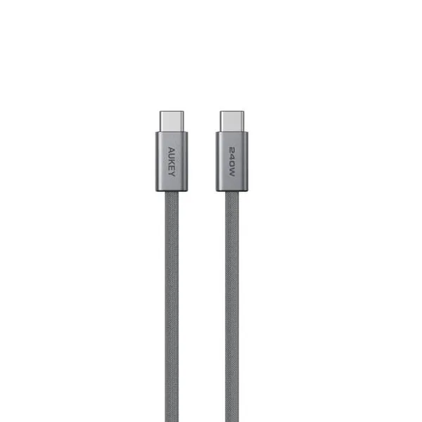 Cabo Aukey Para USB-C Nylon Trançado De 1,0m E 240W CB-DCC241 Cinza (MP)