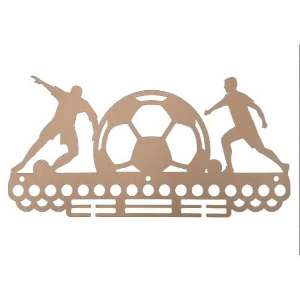 Porta Medalha F031 para Futebol com Suporte para 5 Chaves e Corte a Laser MDF Natural Trovarelli Móveis Porta Medalha F031 para Futebol com Corte a Laser MDF Natural Trovarelli Móveis