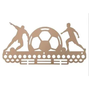 Porta Medalha F031 para Futebol com Suporte para 5 Chaves e Corte a Laser MDF Natural Trovarelli Móveis Porta Medalha F031 para Futebol com Corte a Laser MDF Natural Trovarelli Móveis