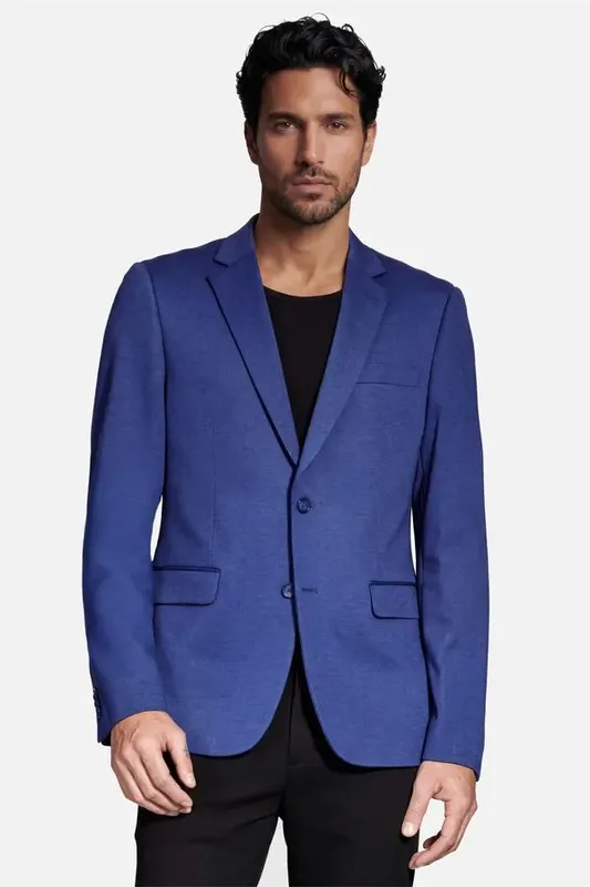 Paletó Malha Mescla Super Slim Azul Medio - 50