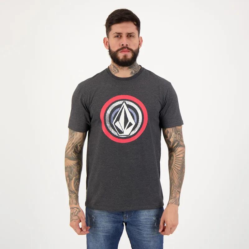 Camiseta Volcom Stonezeye Preta Mescla