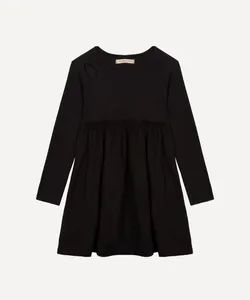 vestido de algodão infantil manga longa preto 8