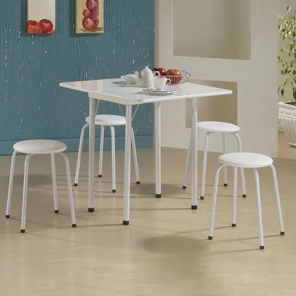 Conjunto de Mesa Nádia Quadrada Dobrável Branco 4 Banquetas - Criativa