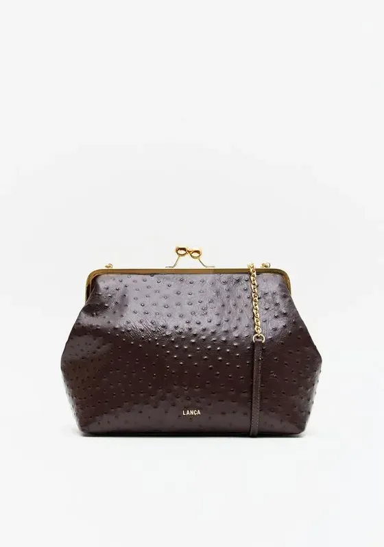 Bolsa Clutch Couro Com Enfeite Marrom U