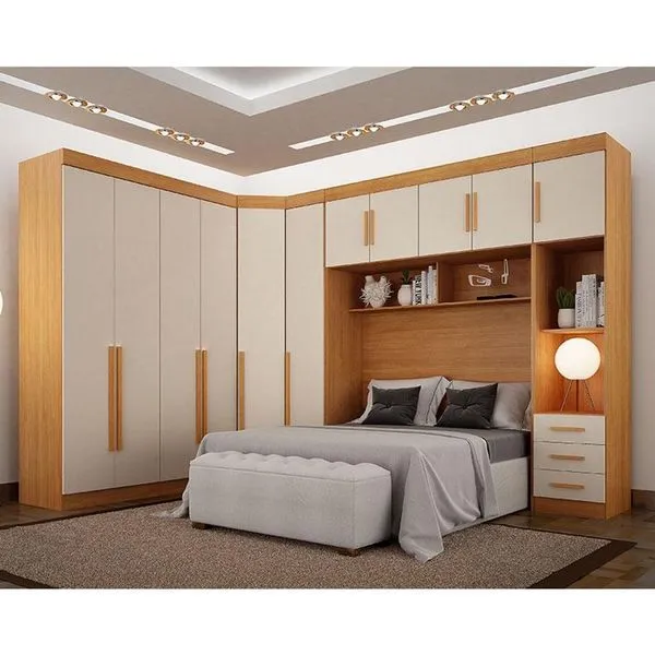 Quarto De Casal Modulado 11 Portas Orion Cinamomo Off White - Leifer Móveis