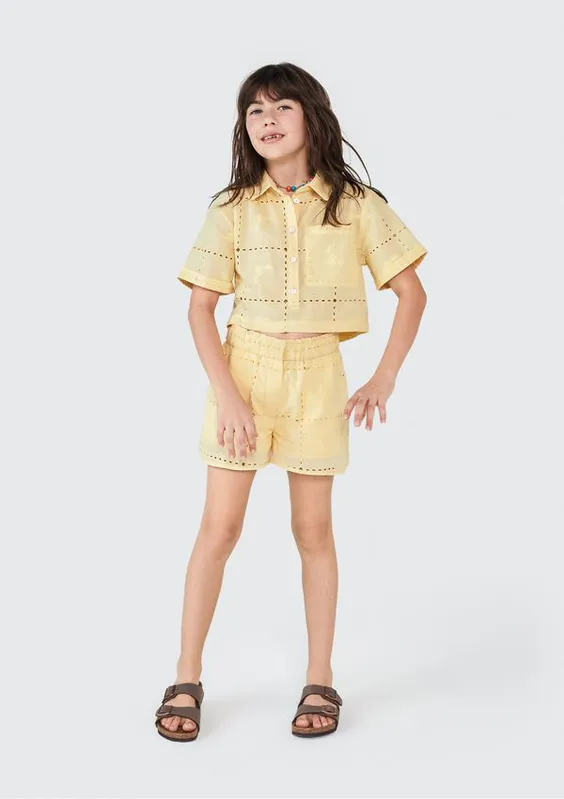 Shorts Infantil Menina - Amarelo 014