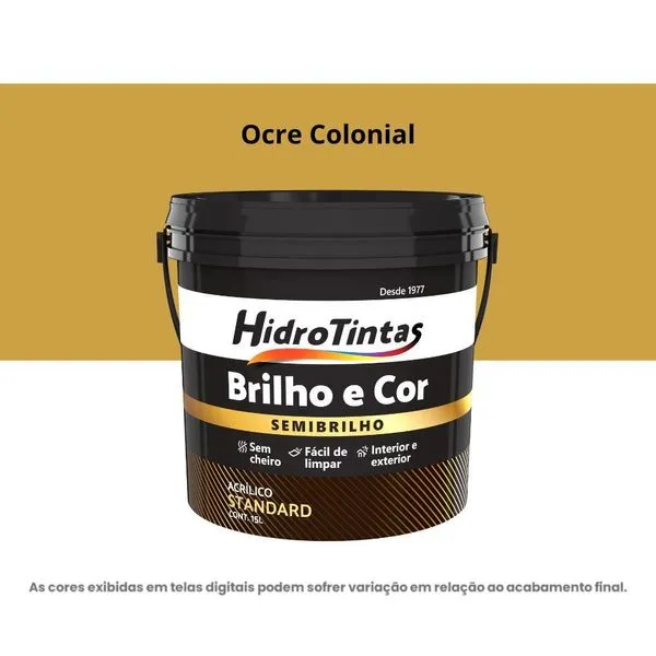 Tinta Acrílica Standard Semibrilho Hidrotintas 15L Brilho E Cor Ocre Colonial (MP)