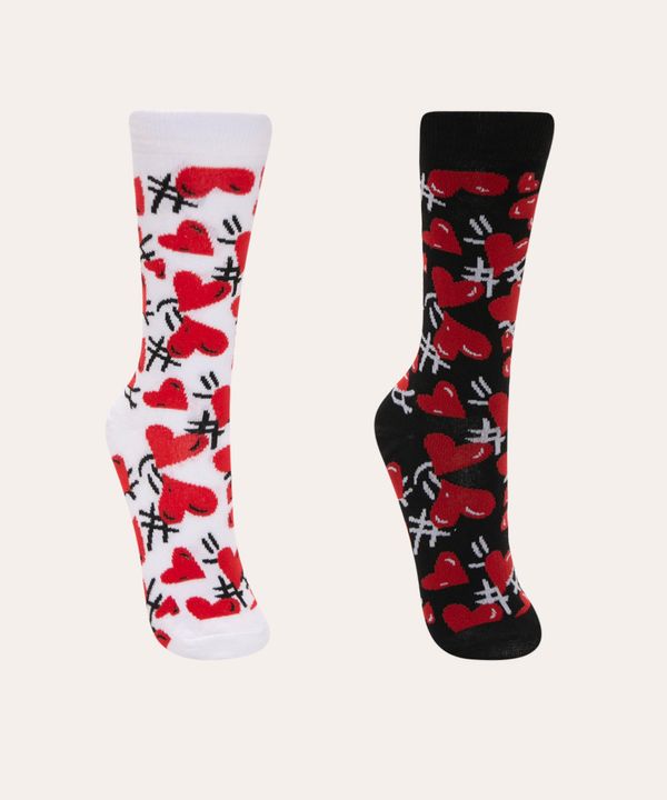 kit de 2 pares de meias corações love multicor 41-43