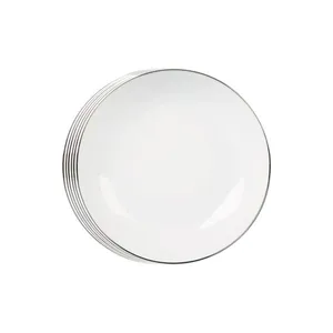 Jogo de pratos fundo em porcelana L'Hermitage Legacy Silver 20,5cm 6 peças branco