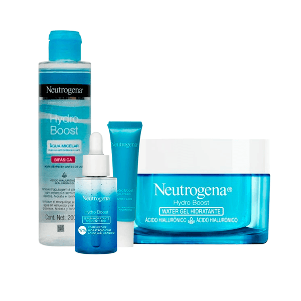 Kit Neutrogena Hidratante Facial 50g + Creme para o Contorno dos Olhos 50g + Sérum Facial com Ácido Hialurônico 30ml + Água Micelar 200ml Kit Neutrogena Hidratante Facial 50g + Creme para o Contorno dos Olhos 50g + Sérum Facial com Ácido Hialurônico 30ml + Hidratante Corporal 200ml