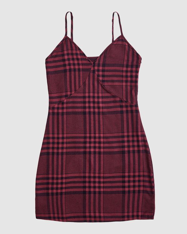 Vestido Feminino Decote V Xadrez Em Flanela Velan - Enfim Vermelho - G