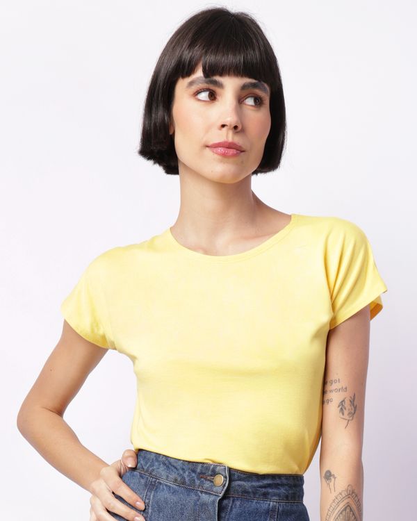 Blusa Feminina Manga Curta Básica Amarela M
