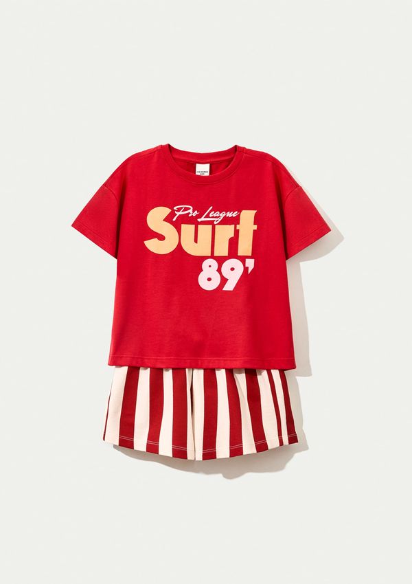 Conjunto Infantil Menina Curto Estampado - Vermelho 016
