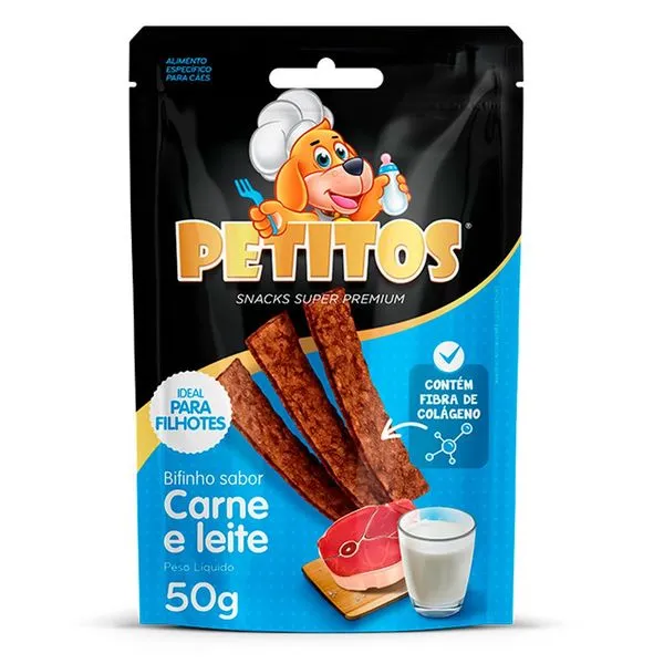 Petisco Bifinho Petitos Para Cães Carne E Leite Caixa 20 Unidades 50g (MP)