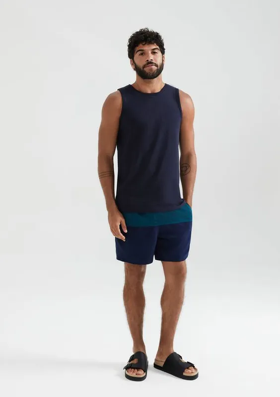 Shorts Praia Masculino Com Recortes - Azul M
