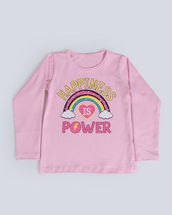 Blusa Bebê Malha Estampa Arco Íris Rosa Claro 1