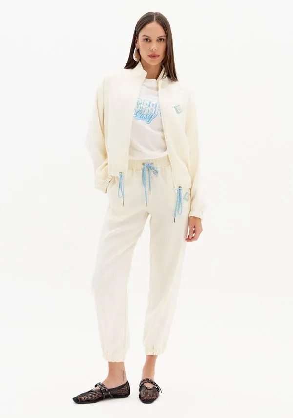 Calça Jogging Cintura Alta Cós Elástico Branco P