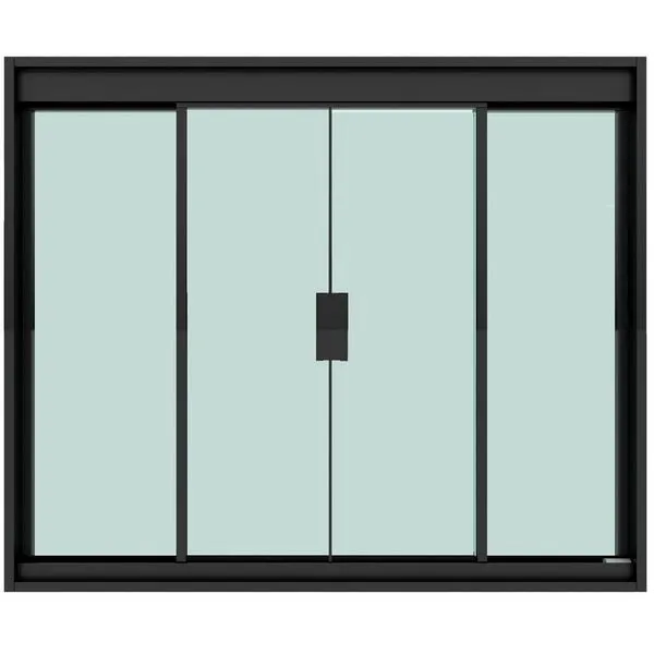 Janela De Correr Blinglass Em Alumínio Preto Vidro Verde 120x100cm 4 Folhas (MP)