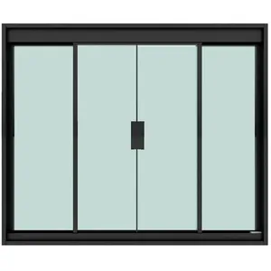 Janela De Correr Blinglass Em Alumínio Preto Vidro Verde 120x100cm 4 Folhas (MP)