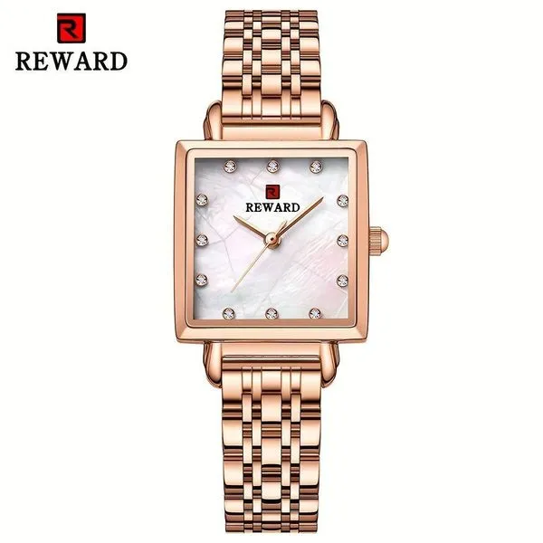 Relógio de Pulso Feminino Quartzo Quadrado 2022 Analógico e Digital Aço Inox Rosa Reward Relógio de Pulso Feminino Quartzo Quadrado 2022 Analógico e Digital Rosa Reward