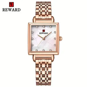 Relógio de Pulso Feminino Quartzo Quadrado 2022 Analógico e Digital Aço Inox Rosa Reward Relógio de Pulso Feminino Quartzo Quadrado 2022 Analógico e Digital Rosa Reward