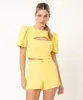short de tweed alfaiataria amarelo 40