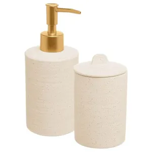 Kit Para Banho Lyor 2 Peças Lyor Cerâmica Bege
