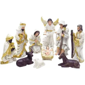 Presépio Nascimento De Jesus Estatueta Decoração Com 10pçs