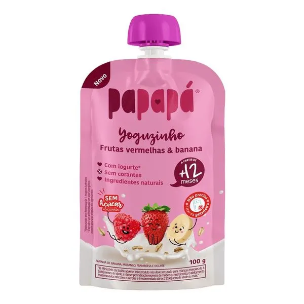 Papinha Yoguzinho Papapá Frutas Vermelhas e Banana 12 meses 100g