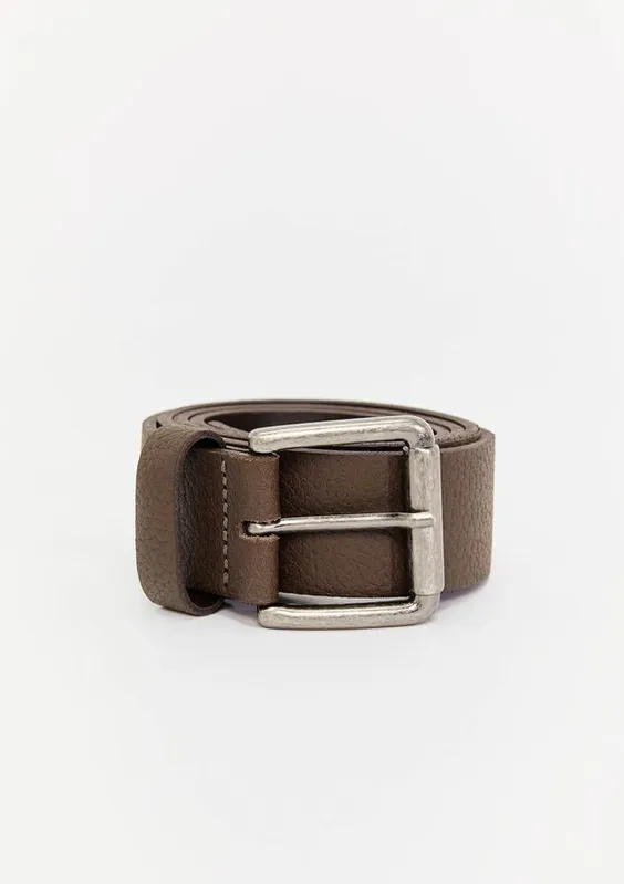 Cinto Masculino Texturizado Com Fivela - Marrom G