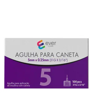 Agulha Caneta Insulina Ever Care 5mm 100 Unidades