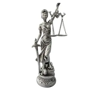 Estátua Decorativa Deusa Dama da Justiça 30cm em Resina com Detalhes em Metal Prata Mabruk Estátua Deusa Dama da Justiça 30cm em Resina Importada Prata Mabruk