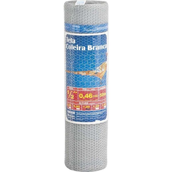 Tela Metálica Hexagonal 1,5 m X 50 m para Cercar Pássaros e Viveiros Malha 1-2 Fio 26 Aço Carbono Galvanizado Morlan Tela Metálica Hexagonal 1,5 m X 50 m para Viveiros Malha 1-2 Aço Carbono Galvanizado Morlan