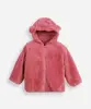 jaqueta infantil de pelúcia com capuz de orelhinha rosa 18-24