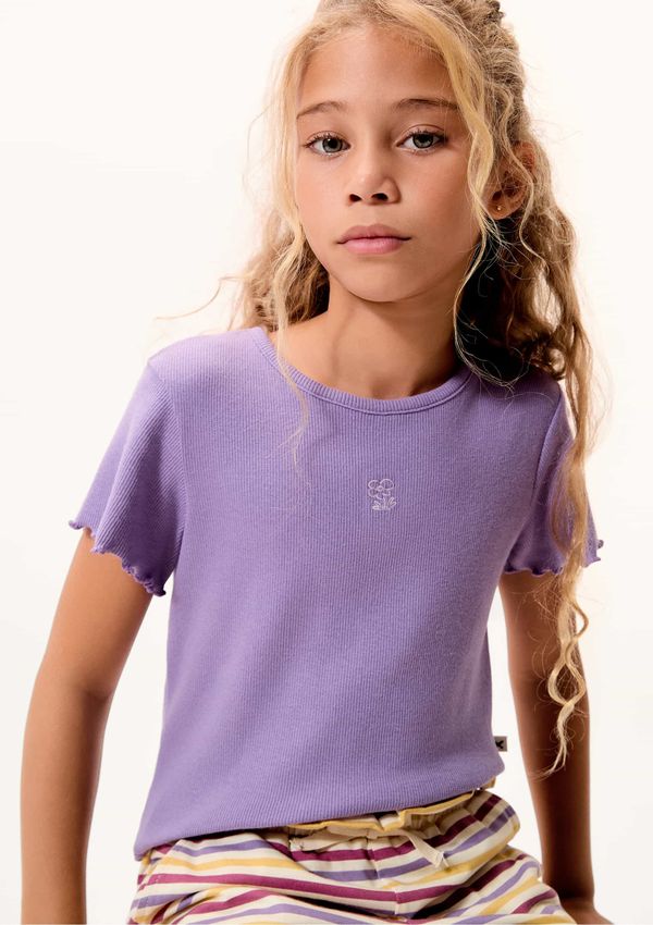 Blusa Manga Curta Infantil Menina Em Ribana - Roxo 004
