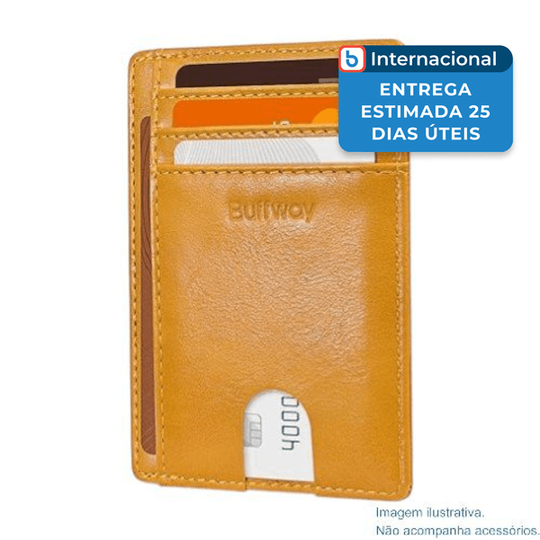 Porta-Cartão Buffway Slim Com Bloqueio RFID Caramelo A-MBI