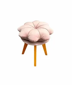 Puff Belos Móveis Flor Veludo Rosa (MP)