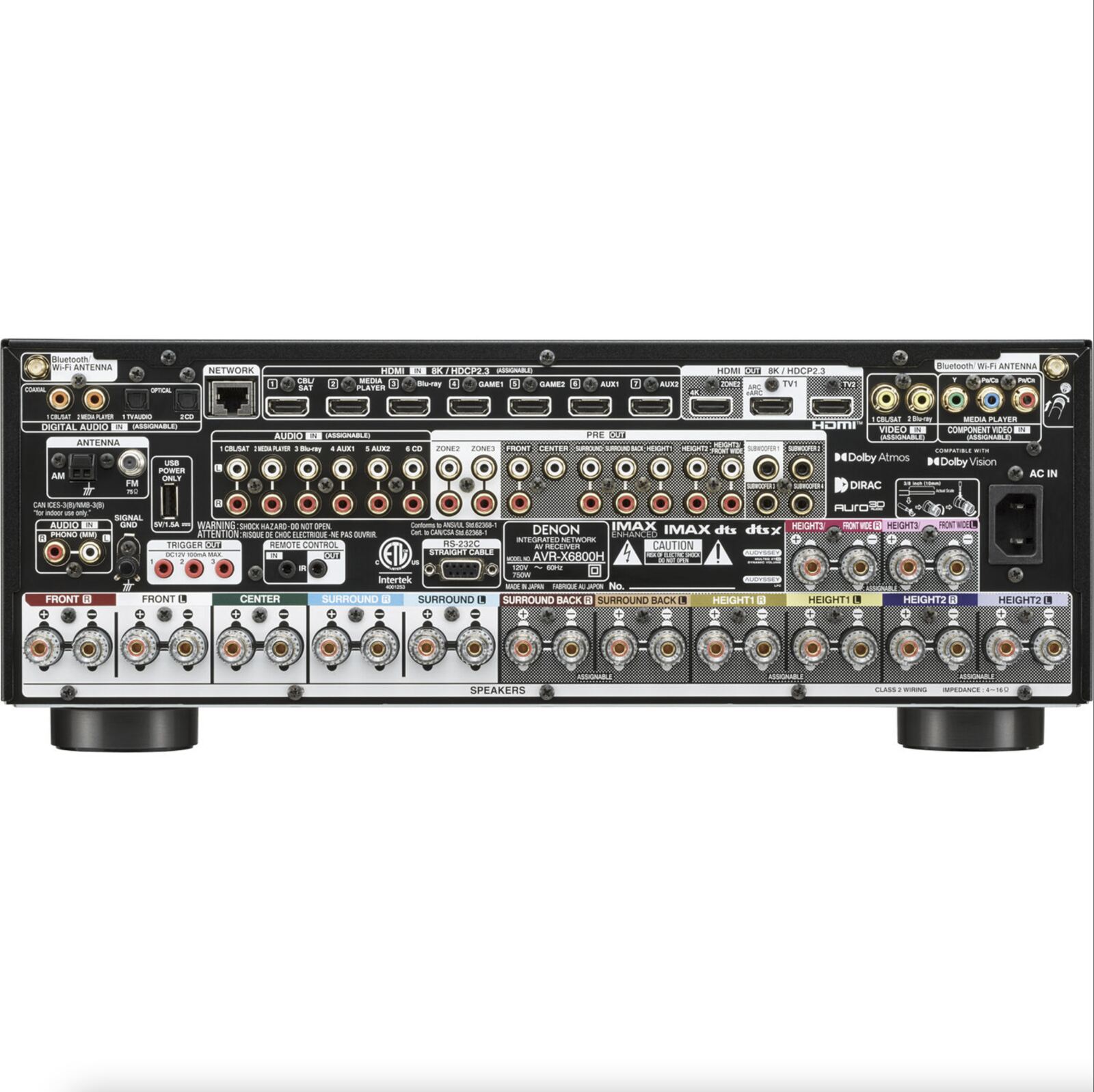 Receiver Denon AVR-X6800H Dolby Atmos, DTS: X e IMAX 11.4CH ( 120v )