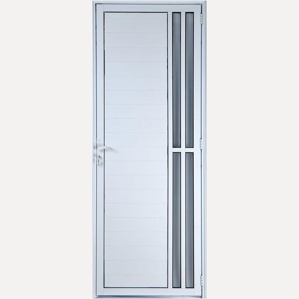 Porta De Alumínio Lambril c/Visor 2 Torres Direita Branco