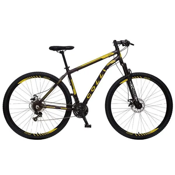Bicicleta Athena Mountain Bike Aro 29 Quadro Aço com 21 Marchas Colli Bike Preto e Amarelo Bicicleta Athena Mountain Bike Aro 29 Quadro Aço 21 Marchas Colli Bike Preto e Amarelo