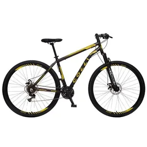 Bicicleta Athena Mountain Bike Aro 29 Quadro Aço com 21 Marchas Colli Bike Preto e Amarelo Bicicleta Athena Mountain Bike Aro 29 Quadro Aço 21 Marchas Colli Bike Preto e Amarelo