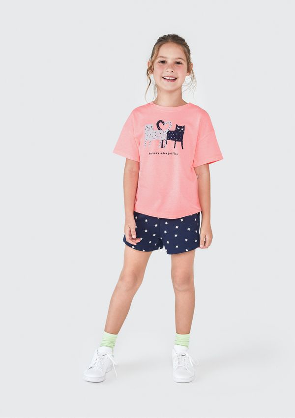 Conjunto Infantil Menina Curto Estampado - Rosa 014