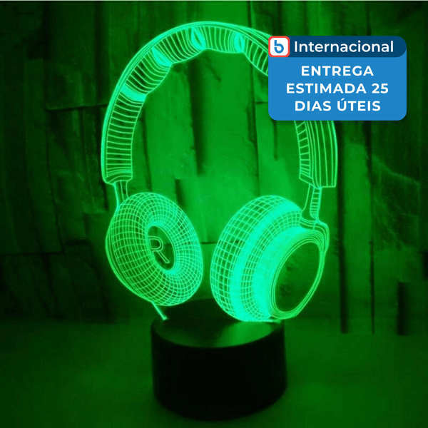 Lâmpada Decorativa Azimom Ilusão 3D Fone De Ouvido A-MBI
